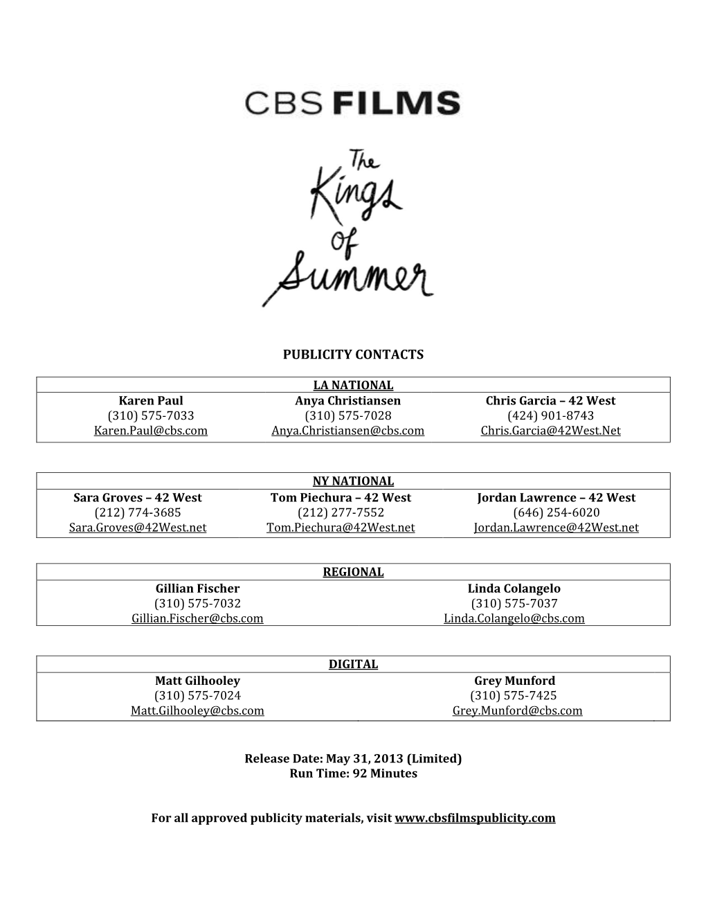 Production Notes