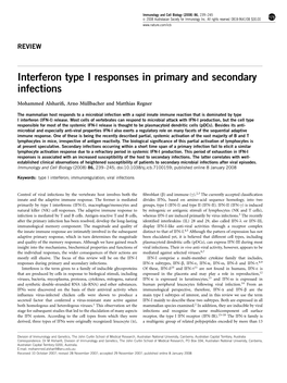 Interferon Type I Responses in Primary and Secondary Infections