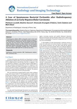 A Case of Spontaneous Bacterial Peritonitis After Radiofrequency