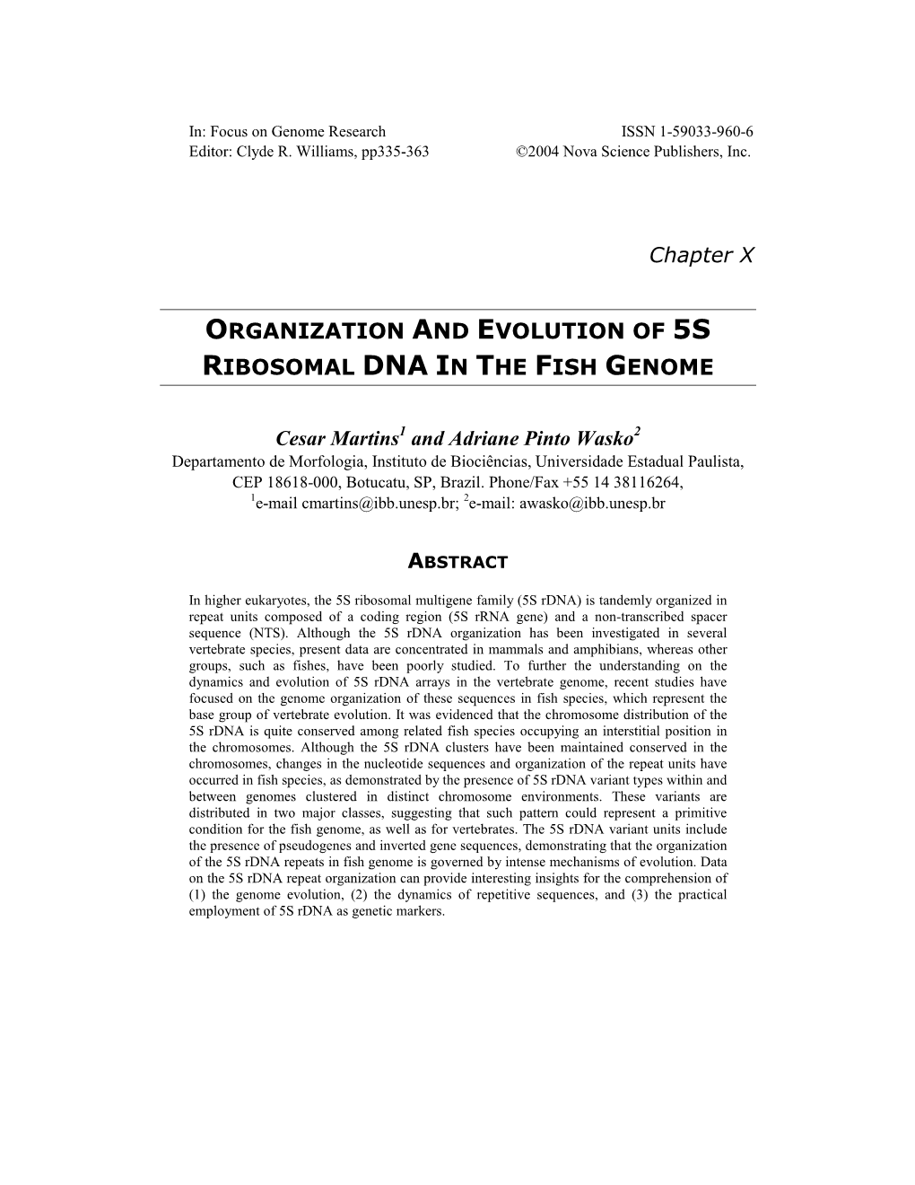 Organization and Evolution of 5S Ribosomal Dna in the Fish Genome