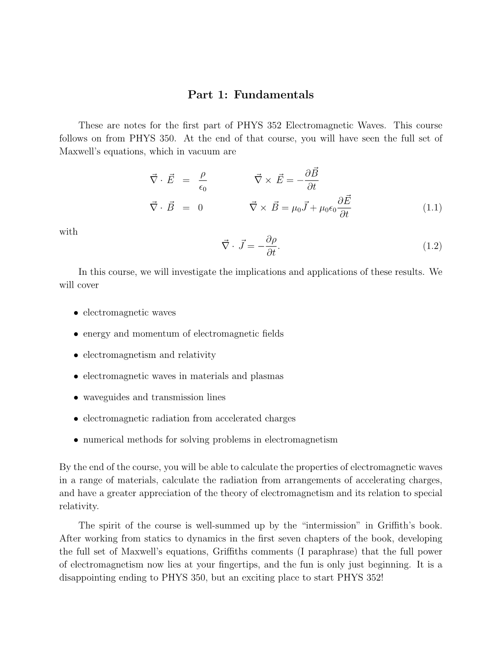 PHYS 352 Electromagnetic Waves