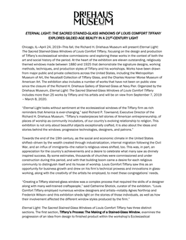 Eternal Light: the Sacred Stained-Glass Windows of Louis Comfort Tiffany Explores Gilded Age Beauty in a 21St-Century Light