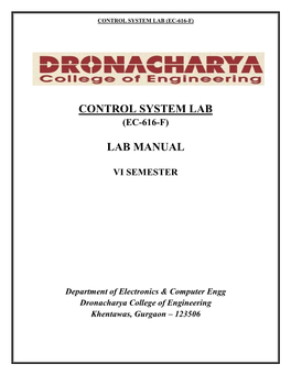 Control System Lab Lab Manual