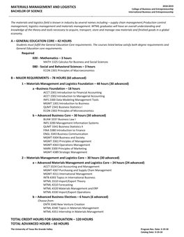 Materials Management and Logistics (BS)