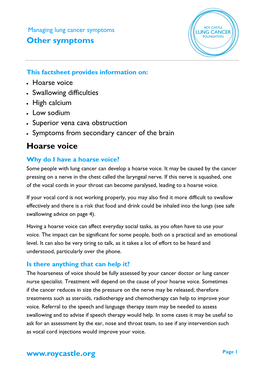 Other Symptoms Hoarse Voice