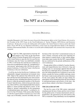 NPR 7.1: the NPT at a Crossroads