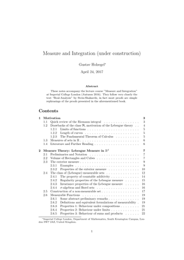 Measure and Integration (Under Construction)