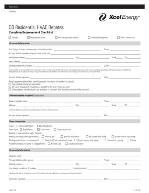 CO Residential HVAC Rebates Completed Improvement Checklist
