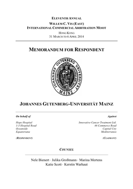 Memorandum for Respondent