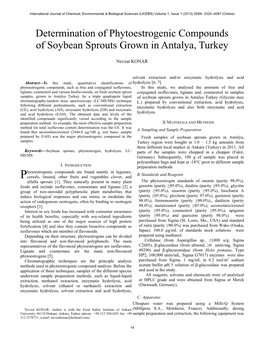Determination of Phytoestrogenic Compounds of Soybean Sprouts Grown in Antalya, Turkey