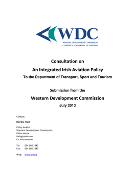 Consultation on an Integrated Irish Aviation Policy Western