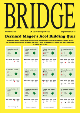 Bernard Magee's Acol Bidding Quiz