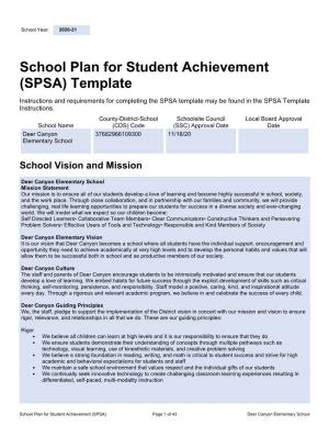 School Plan for Student Achievement Template