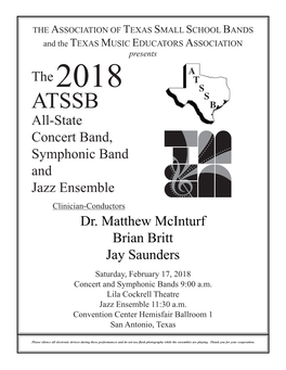 Dr. Matthew Mcinturf Brian Britt Jay Saunders the All-State Concert Band, Symphonic Band and Jazz Ensemble