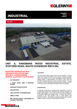 Unit A, Hangmans Wood Industrial Estate, Stifford Road, South Ockendon Rm15 6Rl