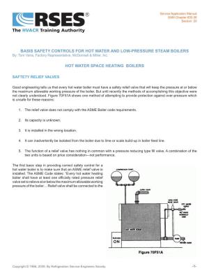BASIS SAFETY CONTROLS for HOT WATER and LOW-PRESSURE STEAM BOILERS By: Tom Vana, Factory Representative, Mcdonnell & Miller, Inc