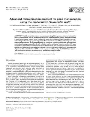 Advanced Microinjection Protocol for Gene Manipulation Using the Model