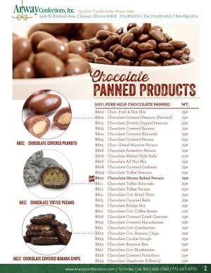 Panned PRODUCTS 100% PURE MILK CHOCOLATE PANNED WT