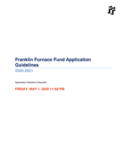 Franklin Furnace Fund Application Guidelines 2020-2021