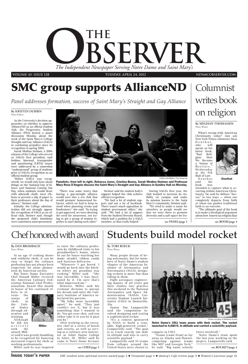 SMC Group Supports Alliancend Columnist Panel Addresses Formation, Success of Saint Mary’S Straight and Gay Alliance Writes Book