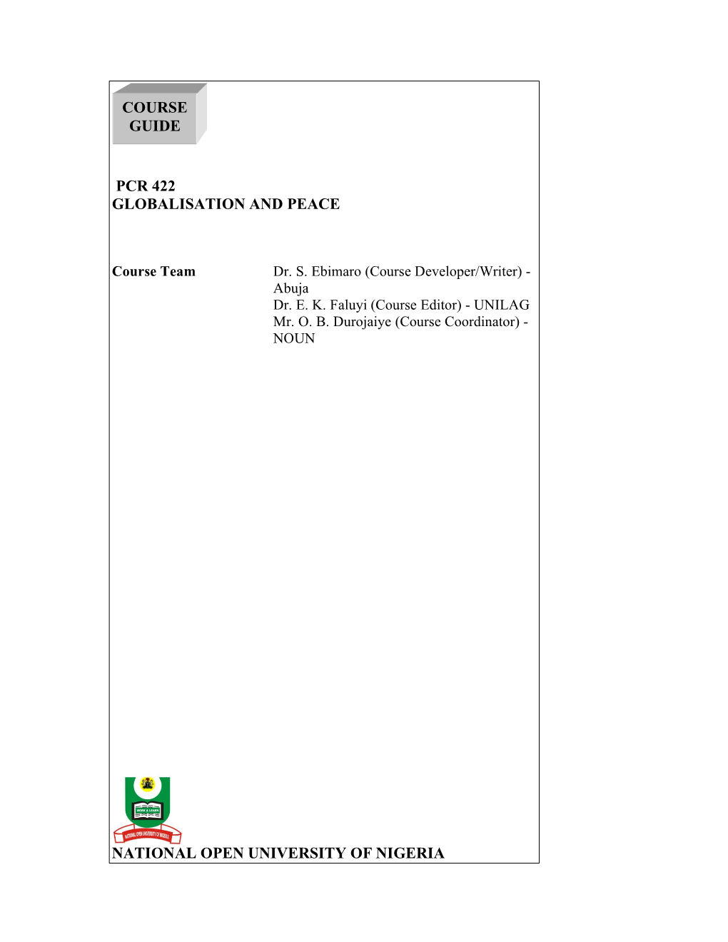 Pcr 422 Course Guide