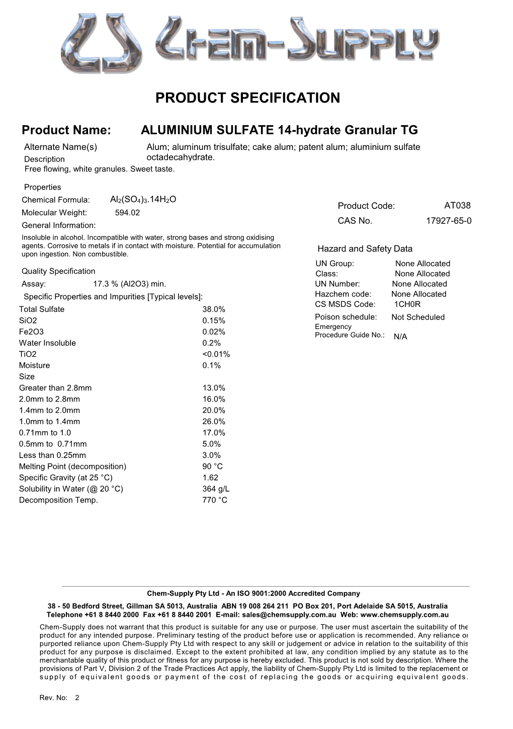 Product Specification