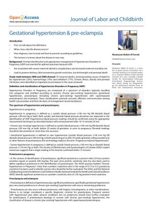 Gestational Hypertension & Pre-Eclampsia