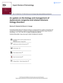 An Update on the Biology and Management of Dyskeratosis Congenita and Related Telomere Biology Disorders