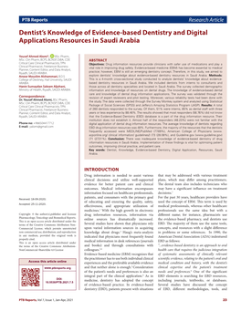 Dentist's Knowledge of Evidence-Based Dentistry and Digital Applications Resources in Saudi Arabia