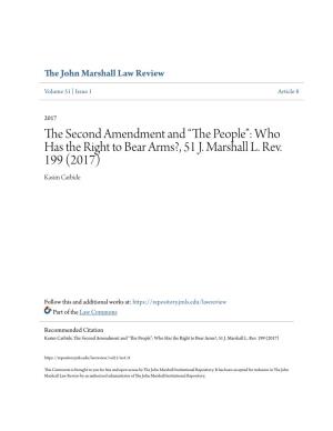 The Second Amendment and “The People”: Who Has the Right to Bear Arms?