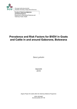 Prevalence and Risk Factors for BVDV in Goats and Cattle in and Around Gaborone, Botswana