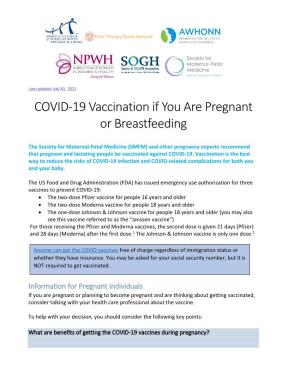 COVID-19 Vaccination If You Are Pregnant Or Breastfeeding
