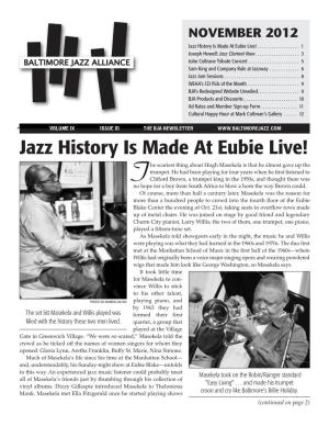 NOVEMBER 2012 Jazz History Is Made at Eubie Live!