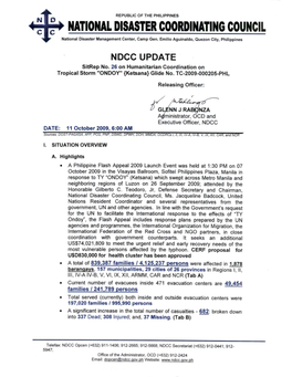Sitrep #26 Re TS ONDOY As of 11 Oct