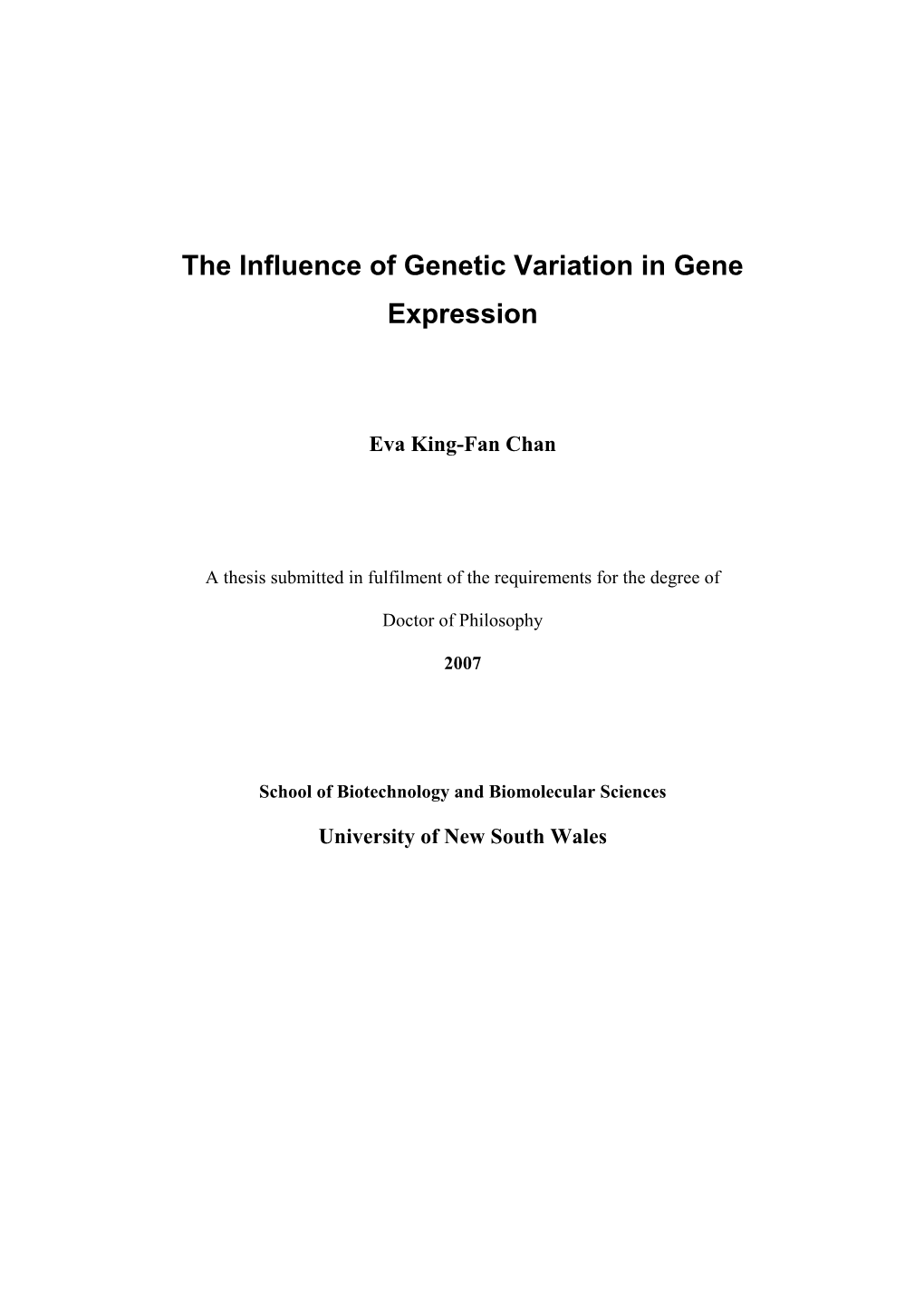 The Influence of Genetic Variation in Gene Expression