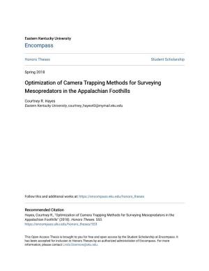 Optimization of Camera Trapping Methods for Surveying Mesopredators in the Appalachian Foothills
