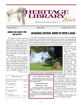 Heritage Library News, Winter 2008