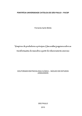 Vampiros: De Predadores a Príncipes. Uma Análise Junguiana Sobre As