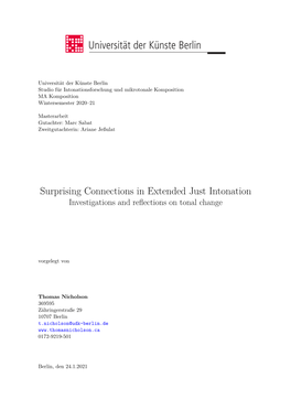 Surprising Connections in Extended Just Intonation Investigations and Reflections on Tonal Change