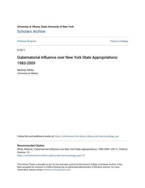 Gubernatorial Influence Over New York State Appropriations: 1983-2009" (2011)