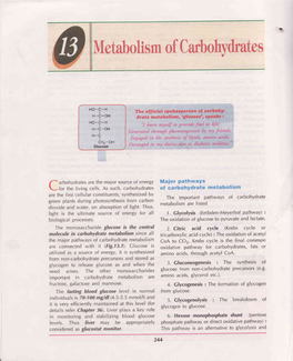 Metabolism of Carbolrydrates