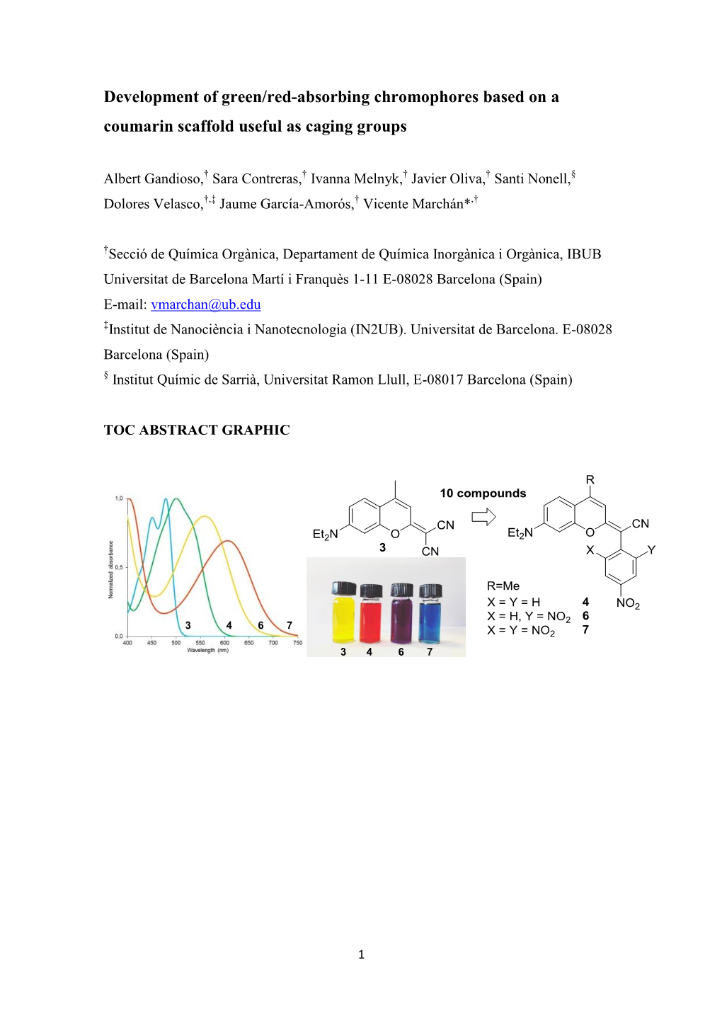 Development of Green/Red-Absorbing Chromophores Based on a Coumarin Scaffold Useful As Caging Groups