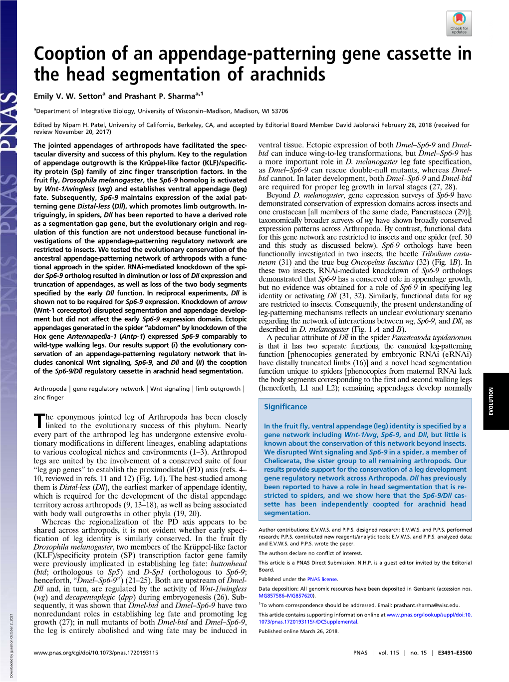 Cooption of an Appendage-Patterning Gene Cassette in the Head