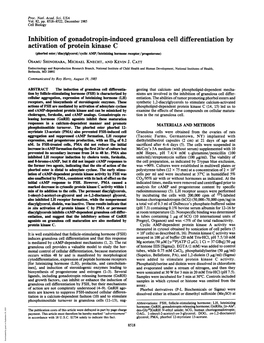 Inhibition of Gonadotropin-Induced Granulosa Cell Differentiation By