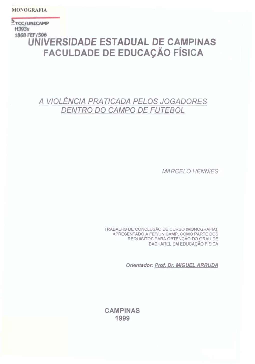 Universidade Estadual De Campinas Faculdade De Educação Física