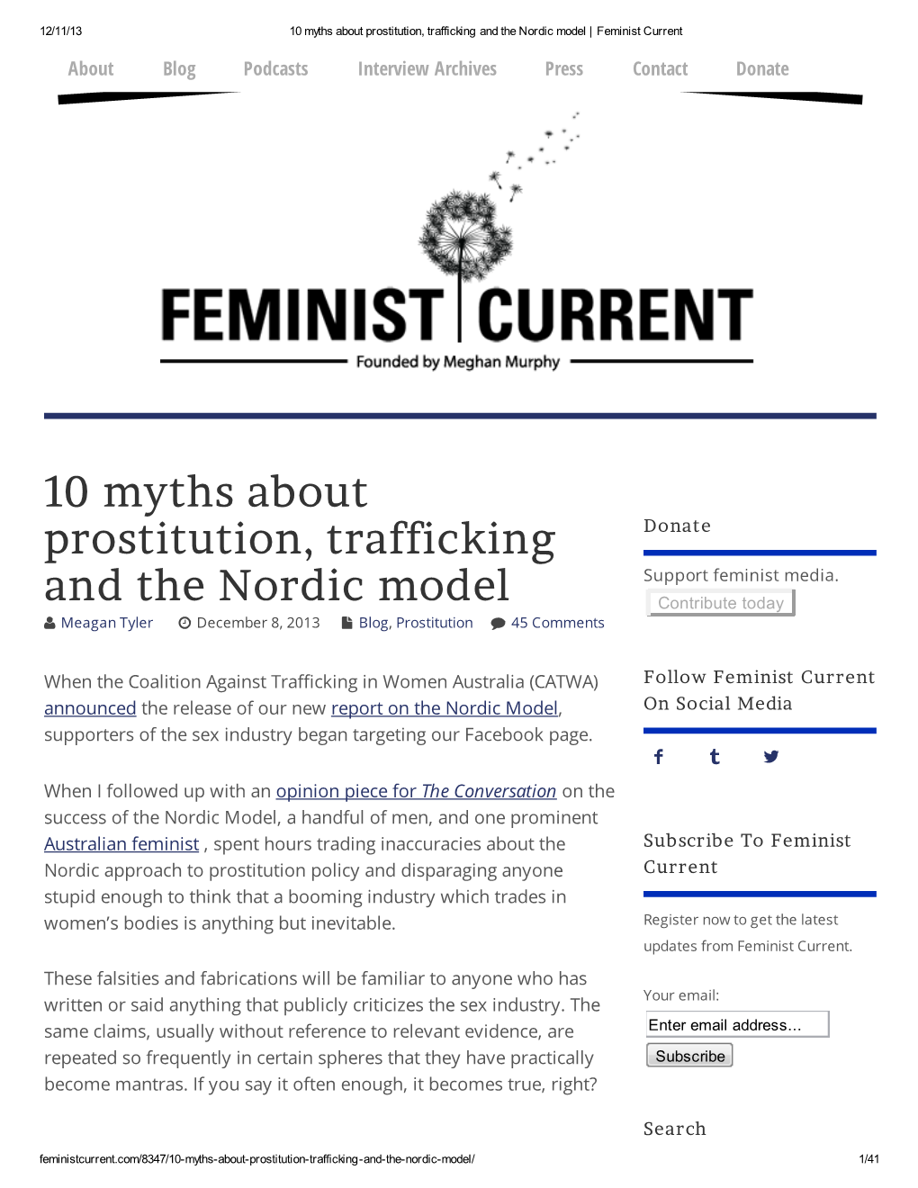 10 Myths About Prostitution, Trafficking and the Nordic Model | Feminist Current