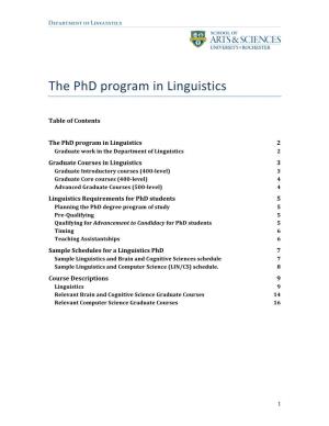Phd Handbook in Linguistics