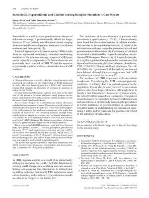 Sarcoidosis, Hypercalcemia and Calcium-Sensing Receptor Mutation: a Case Report