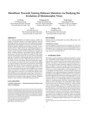 Metahunt: Towards Taming Malware Mutation Via Studying the Evolution of Metamorphic Virus