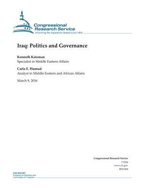 Iraq: Politics and Governance